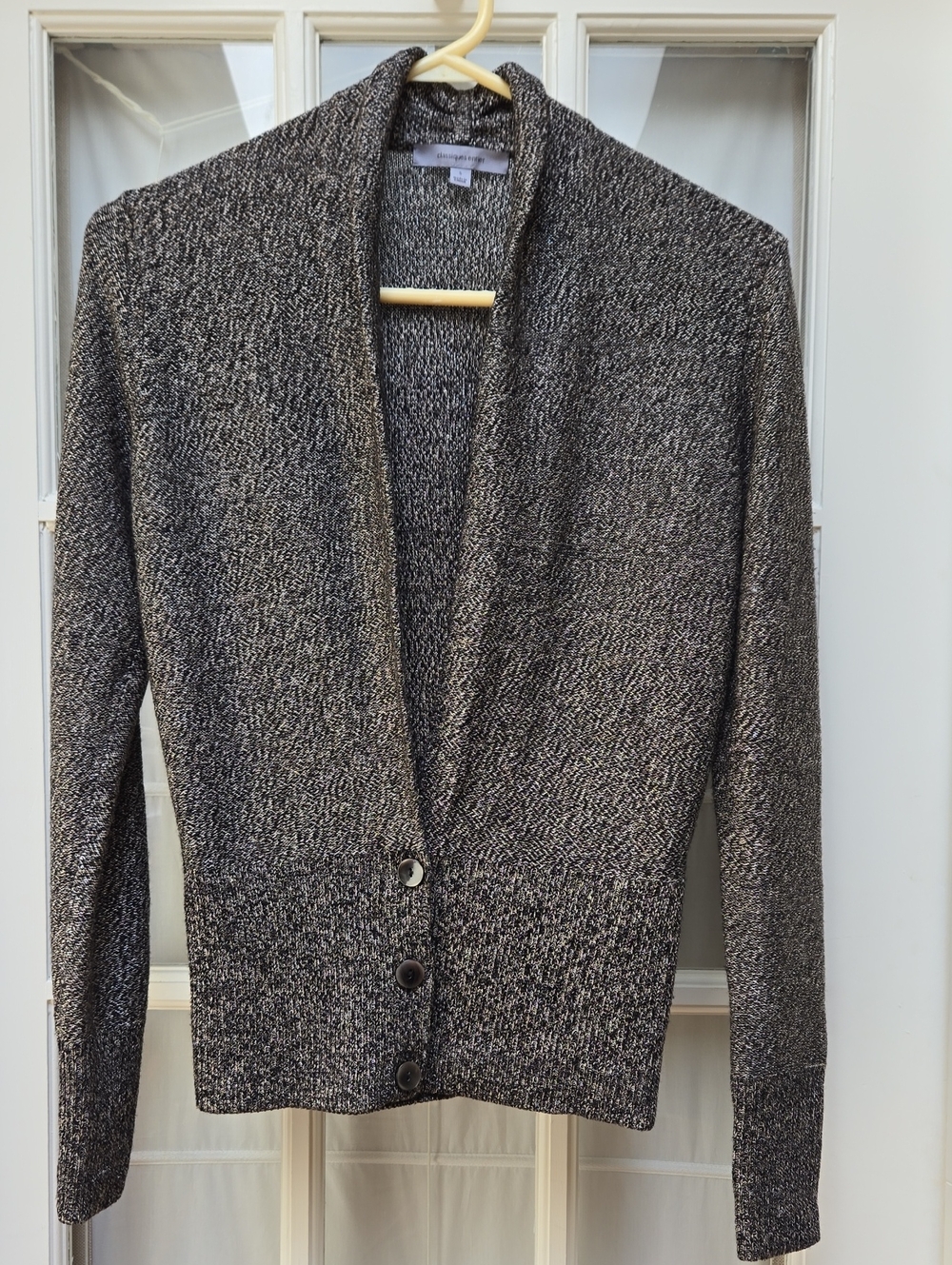 Nordstrom Classiques Black and Tan Marled Shawl-Collar Cardigan